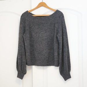 H&M Gray Knitted Collar-bone Scoop Neck Sweater